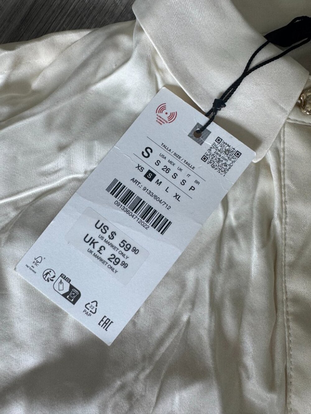 ZARA Satin Crossover Shirt - Ecru / Size S NWT - Picture 14 of 14